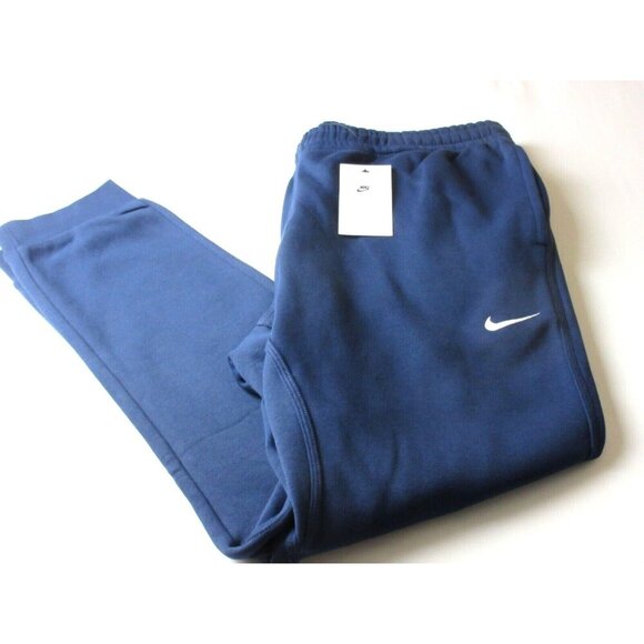 Nike Club Men's Tapered Leg Fleece Lined Jogger pants Midnight Navy Blue NWT - Picture 1 of 5